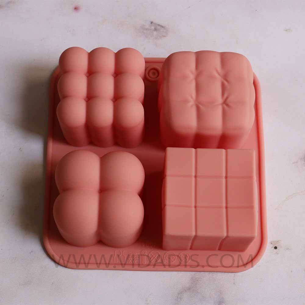 قالب سیلیکونی ورقه ای ست روبیک چهار عددی طرح یک