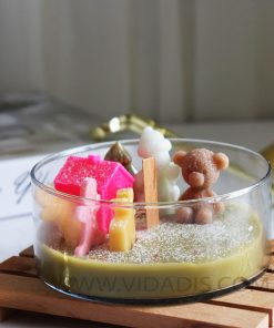 نمونه کار شمع شیشه ای معطر هنرجوی دوره شمع سازی حضوری ویدادیس در تهران